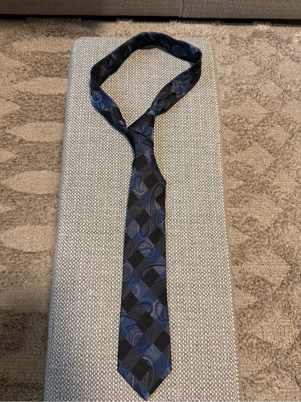 Joseph & Feiss Blue and Black Paisley Silk Tie